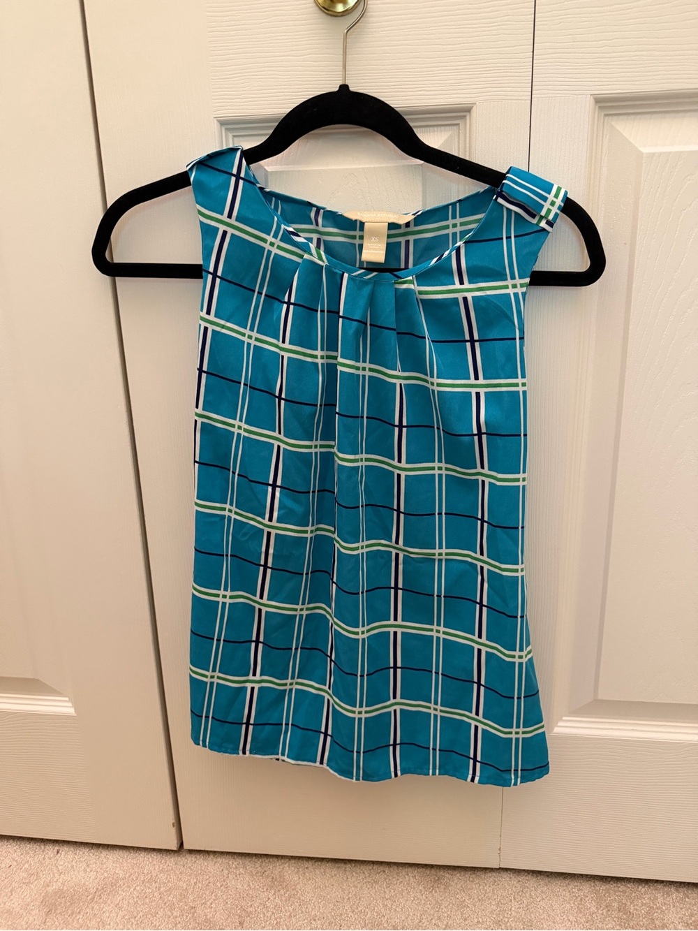 Banana Republic Teal Plaid Sleeveless Top